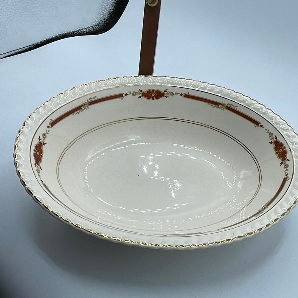 Vintage Johnson Brothers oval vegetable serving bowl “ Guildford Maroon”.